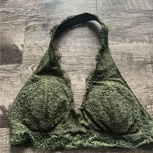 Women’s Gilly Hicks Halter Bralette - Green Lace - Size Medium